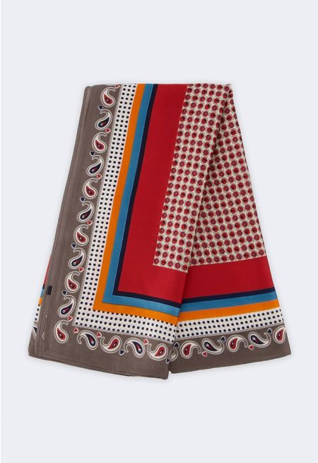 Printed Satin Square Scarf 