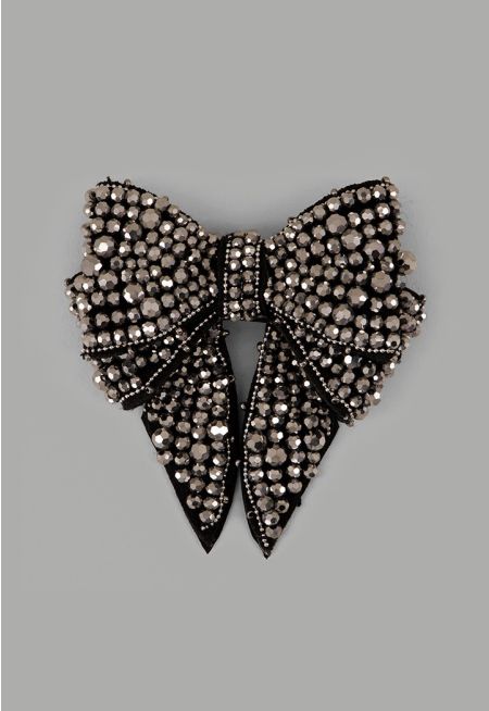 Crystal Encrusted Bow Broch