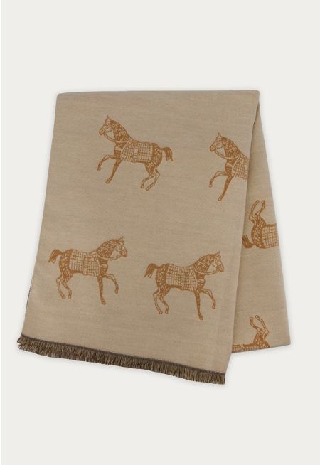 Printed Shawl With Fringes 70*180 Cm