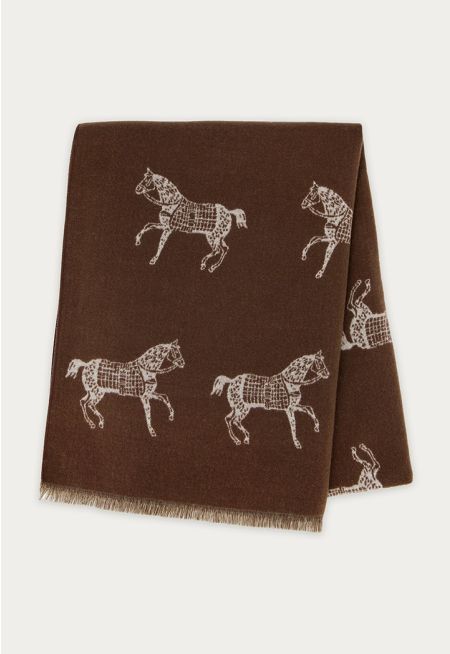 Printed Shawl With Fringes 70*180 Cm