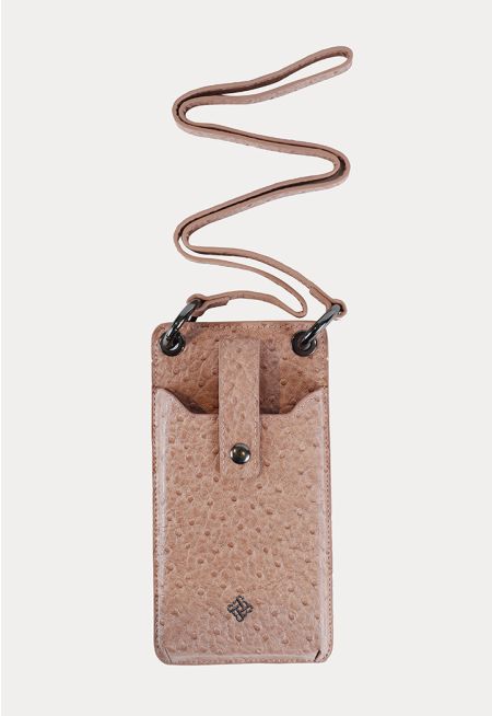 Chic Ostrich Print Crossbody Phone Bag