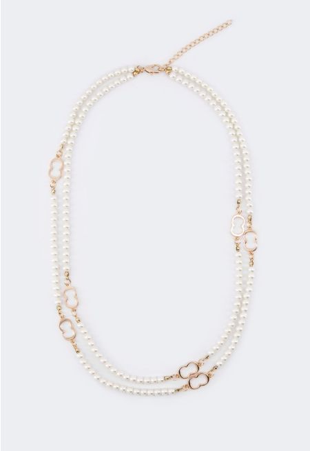 Monogram Faux Pearls Necklace