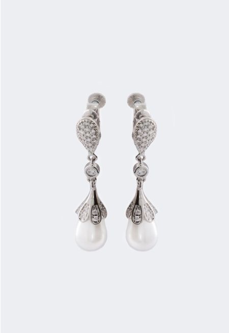 Crystal Embellished Faux Pearls Drop Earrings