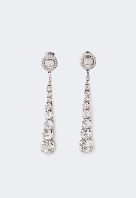 Square Cut Crystal Long Earrings