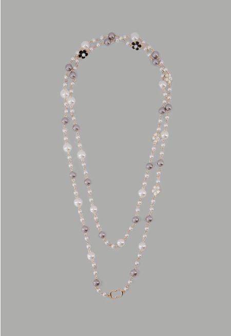 Floral Faux Pearls Necklace