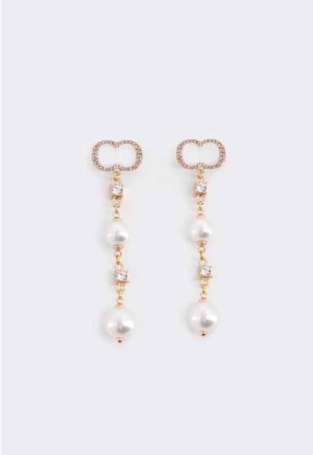 Long Crystal Monogram Earrings