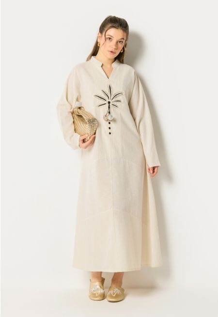 Striped Palm Details Dress