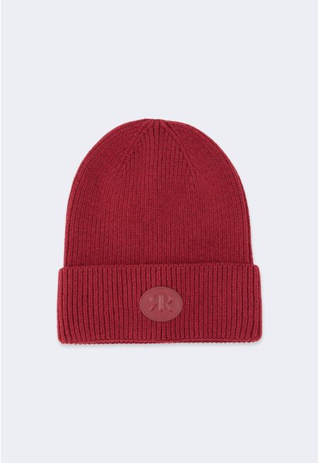 Ribbed Monogram Beanie