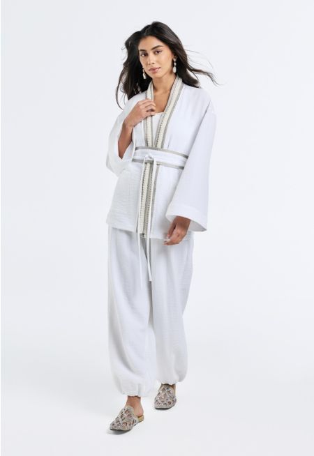 Crinkled Elastic Hem Trousers