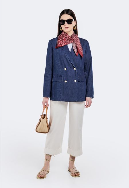 Straight Cut Folded Hem Jeans