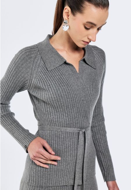 Knitted Ribbed Cardigan