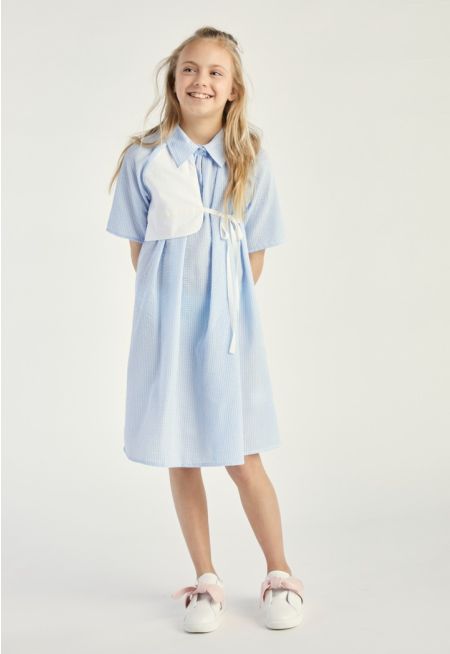 Checkered Tie Waist Dress