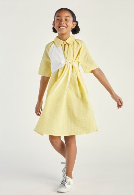 Checkered Tie Waist Dress