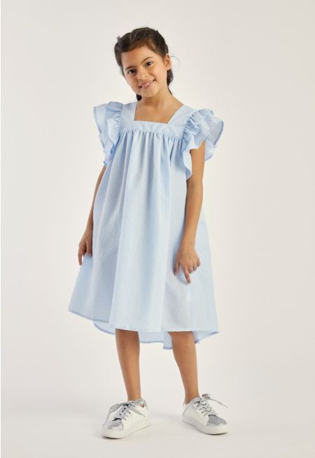 Square Neck Checkered Dress