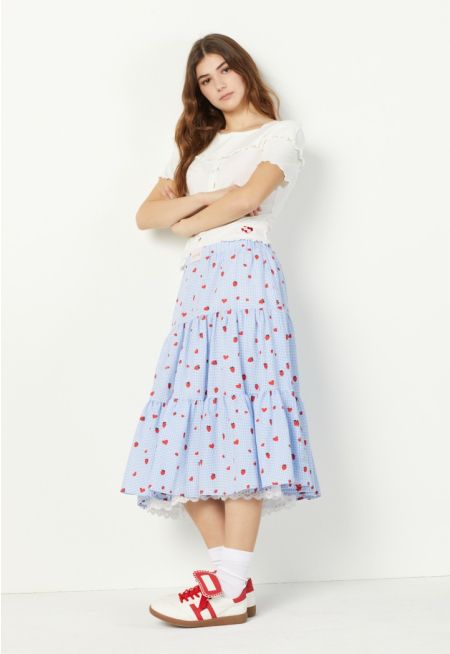 Tiered Drop Waist Crinkled Skirt