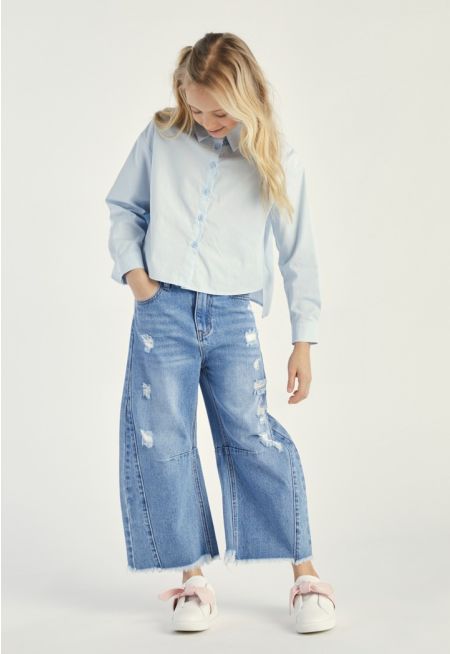 Frayed Hems Denim Jeans