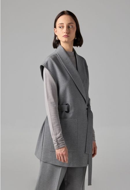 Shawl Collar Front Pocket Gilet