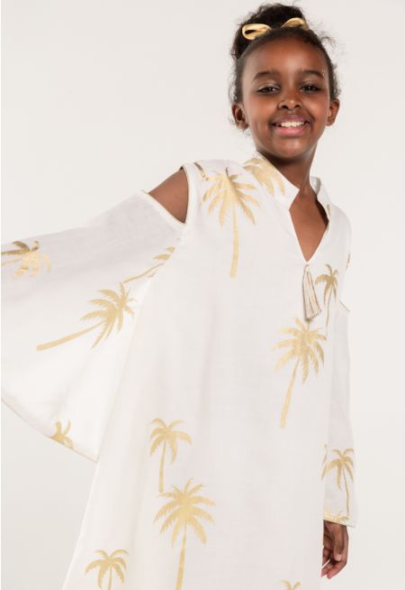 Cold Shoulder Printed Maxi Dress