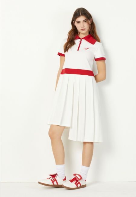 Pleated Skirt Shirt Dress