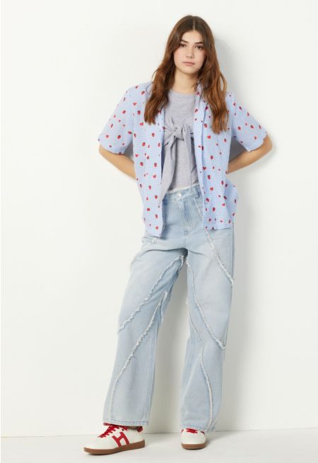 Frayed Wide Leg Jeans