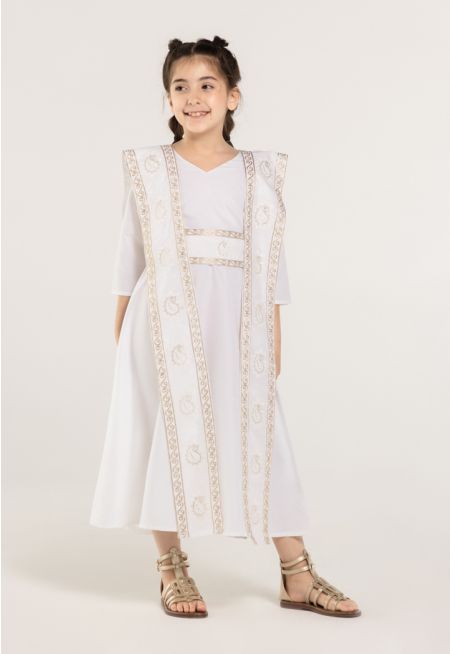 Paisley Embroidered Sequin Belted Kaftan