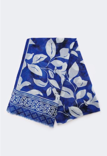 Vibrant Leaves Print Scarf