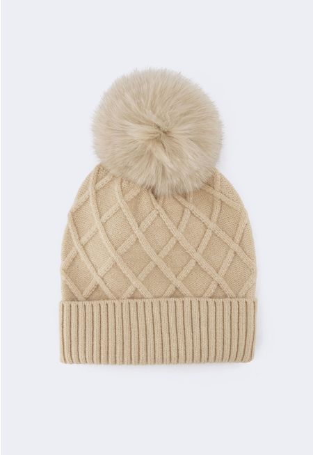 Textured Pom Pom Beanie