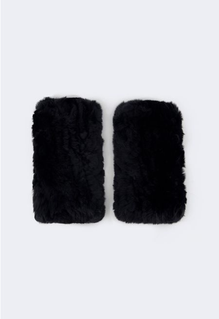 Solid Rabbit Hair Gloves