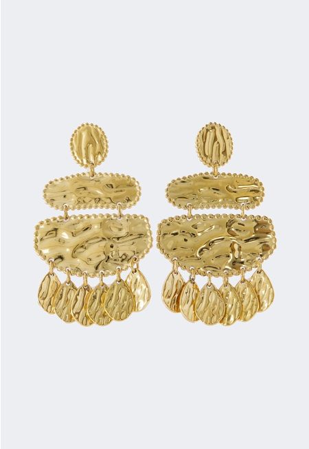 Chunky Golden Hammered Earrings