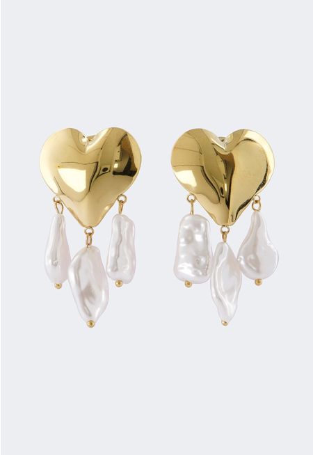 Metallic Heart Shaped Earrings