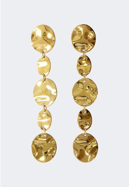 Round Golden Hammered Earrings