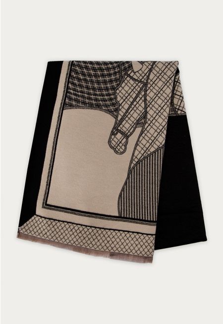 Printed Shawl With Fringes 70*180 Cm