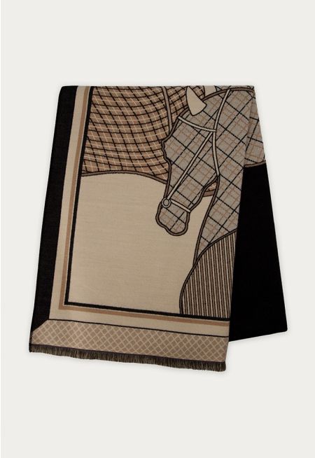 Printed Shawl With Fringes 70*190 Cm