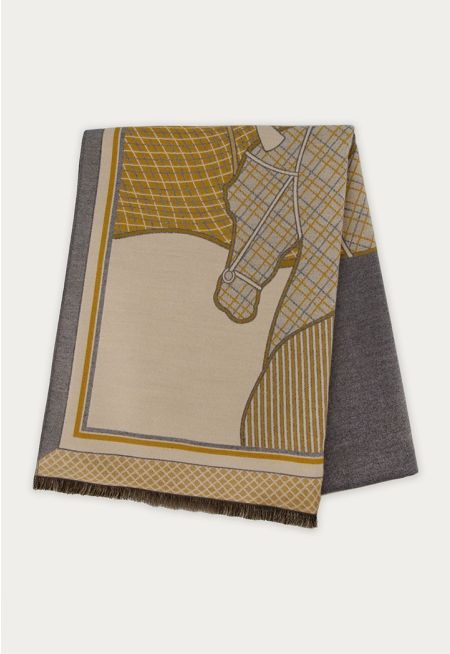 Printed Shawl With Fringes 70*190 Cm