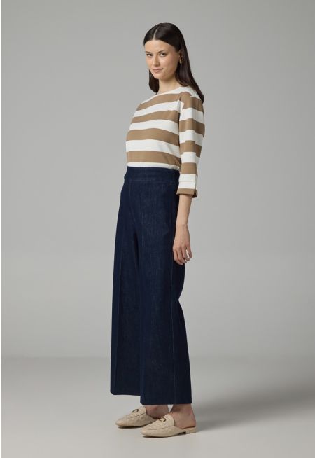 Wide Leg Denim Trousers