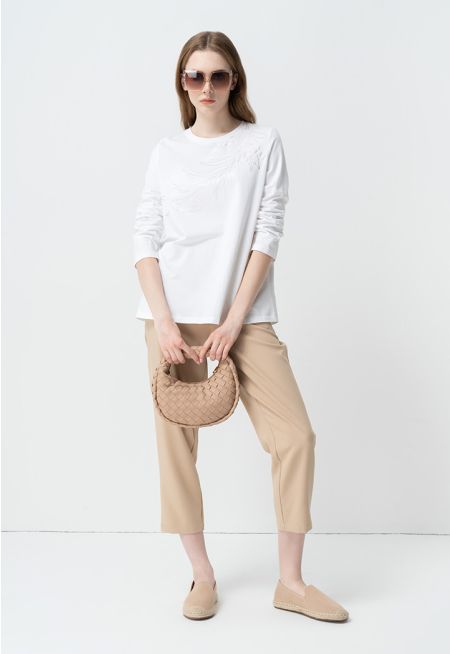 Solid Mid-Rise Pants with Pockets