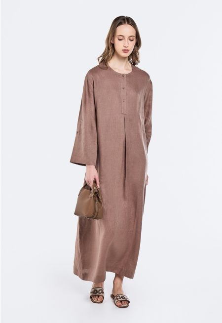 Solid Linen Maxi Dress