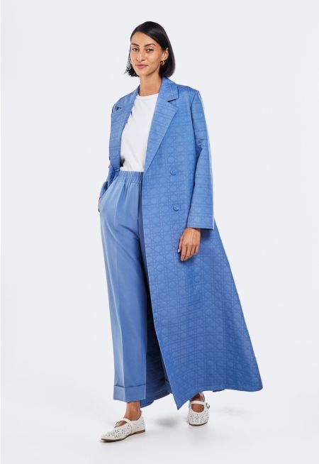 Geometric Embroidered Quilted Abaya