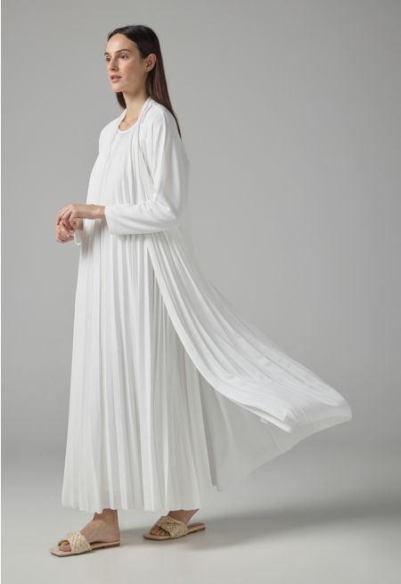 Long Sleeve Pleated Basic Abaya