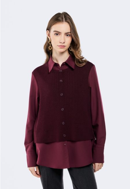 Shirt With Knitted Overlay