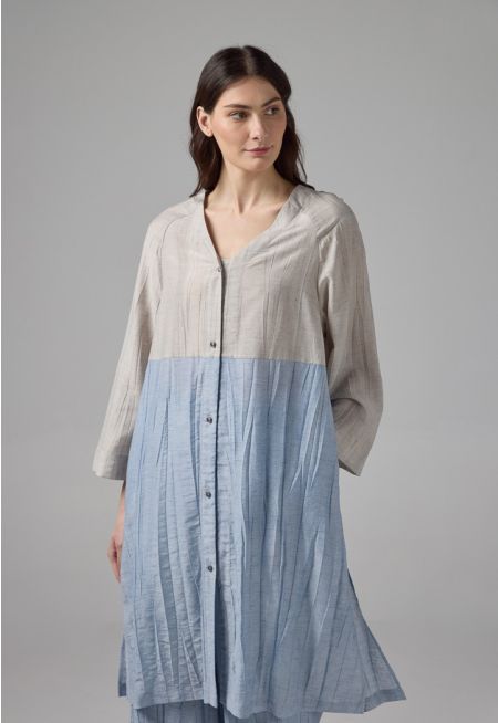 Contrast Textured Midi Jacket