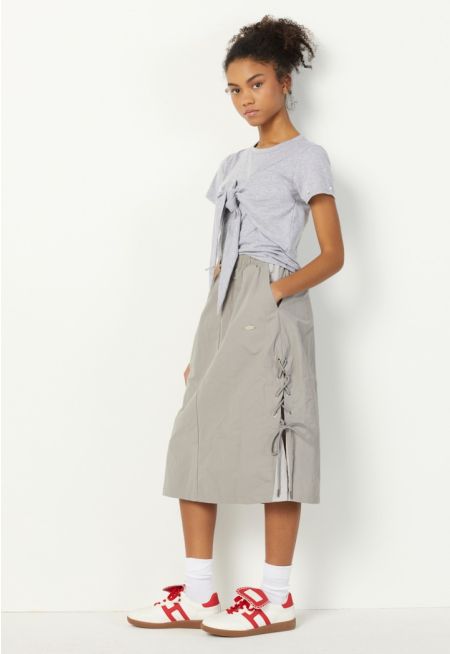 Solid Drawstring Skirt