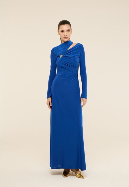 Gathered Cutout Gown Dress