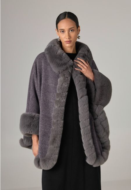 Knitted Faux Fur Poncho