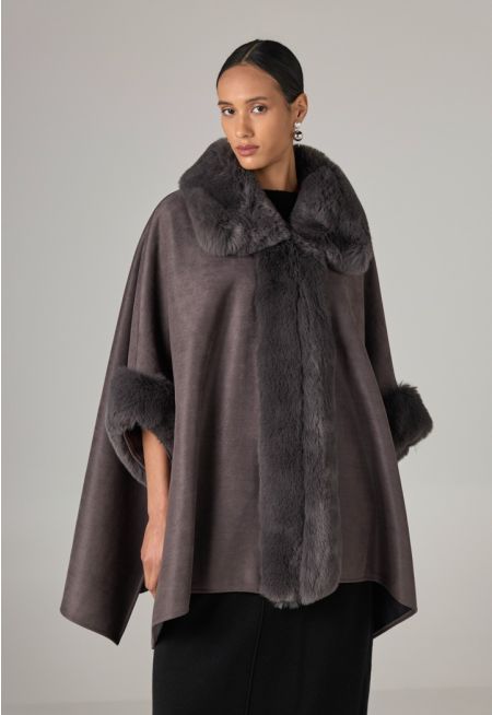 Suede Winter Poncho