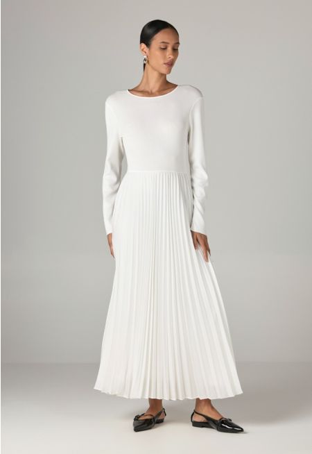 Solid Knitted Pleated Dress
