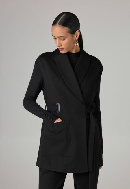 Shawl Collar Front Pocket Gilet