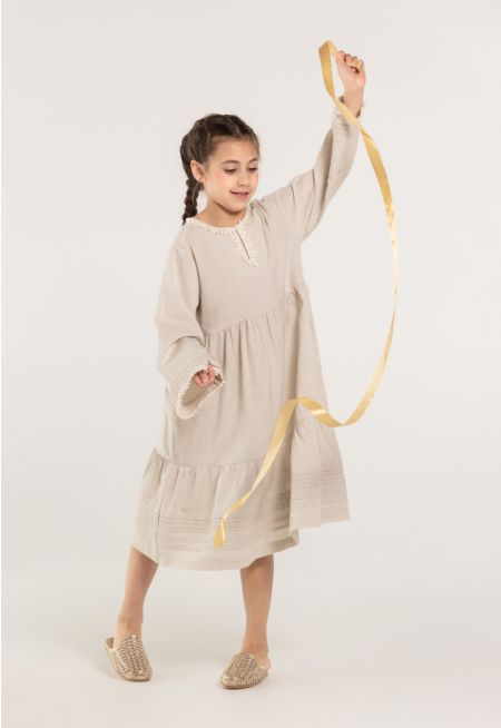 Solid Tiered Flared Dress