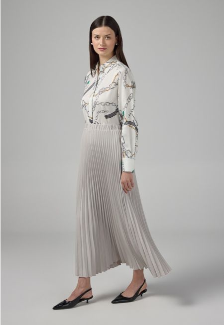 Pleated Flared Basic Skirt