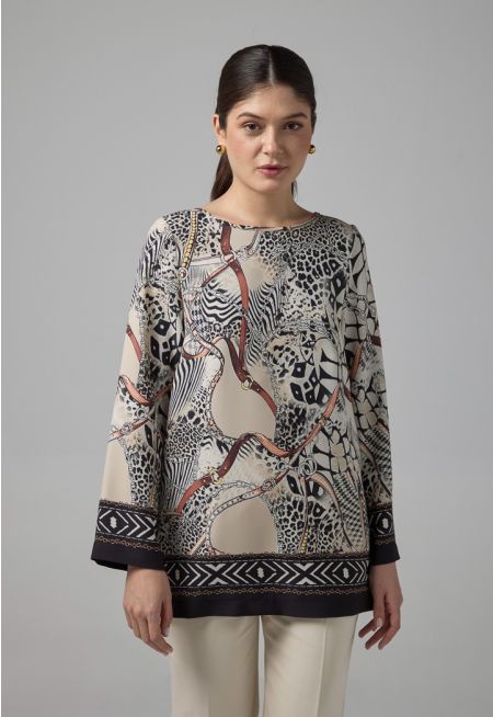 Chain Print Long Sleeves Blouse